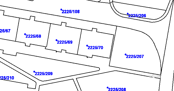 Parcela st. 2225/70 v KÚ Záběhlice, Katastrální mapa