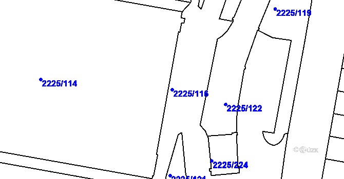 Parcela st. 2225/116 v KÚ Záběhlice, Katastrální mapa