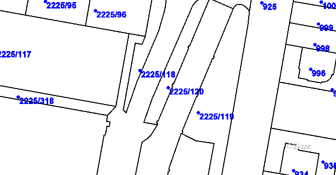 Parcela st. 2225/120 v KÚ Záběhlice, Katastrální mapa
