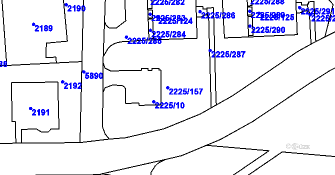 Parcela st. 2225/157 v KÚ Záběhlice, Katastrální mapa