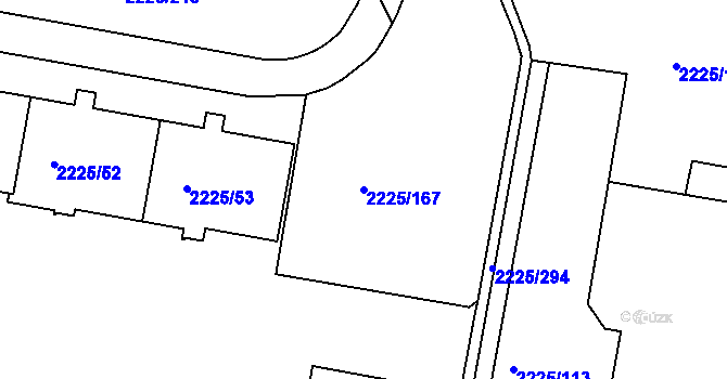 Parcela st. 2225/167 v KÚ Záběhlice, Katastrální mapa