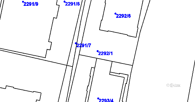 Parcela st. 2292/1 v KÚ Záběhlice, Katastrální mapa