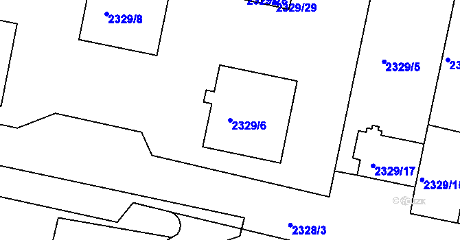 Parcela st. 2329/6 v KÚ Záběhlice, Katastrální mapa