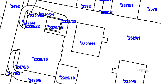 Parcela st. 2329/11 v KÚ Záběhlice, Katastrální mapa