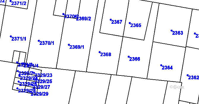 Parcela st. 2368 v KÚ Záběhlice, Katastrální mapa