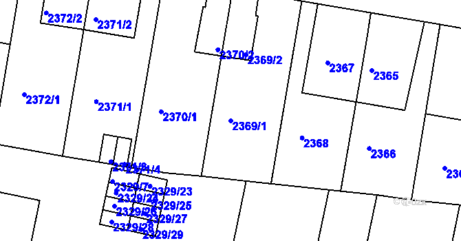 Parcela st. 2369/1 v KÚ Záběhlice, Katastrální mapa