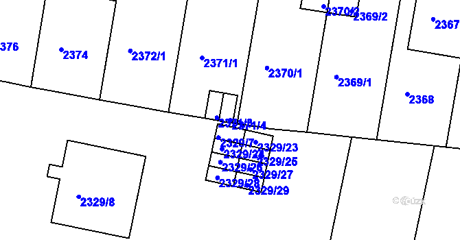 Parcela st. 2371/4 v KÚ Záběhlice, Katastrální mapa