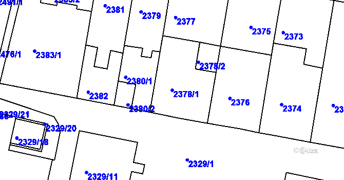 Parcela st. 2378/1 v KÚ Záběhlice, Katastrální mapa