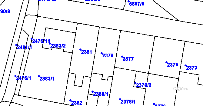 Parcela st. 2379 v KÚ Záběhlice, Katastrální mapa