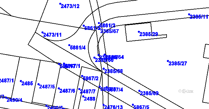 Parcela st. 2385/64 v KÚ Záběhlice, Katastrální mapa