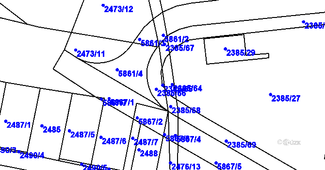 Parcela st. 2385/65 v KÚ Záběhlice, Katastrální mapa
