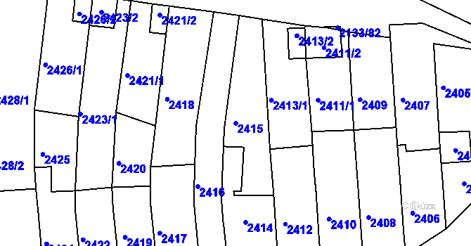Parcela st. 2415 v KÚ Záběhlice, Katastrální mapa