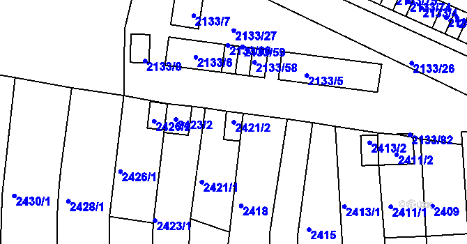 Parcela st. 2421/2 v KÚ Záběhlice, Katastrální mapa