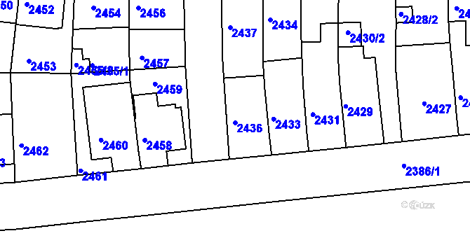 Parcela st. 2436 v KÚ Záběhlice, Katastrální mapa