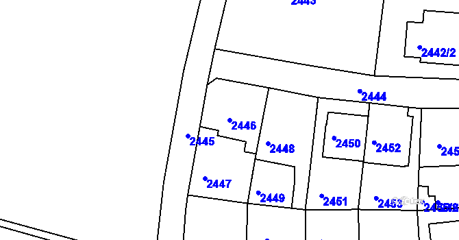 Parcela st. 2446 v KÚ Záběhlice, Katastrální mapa