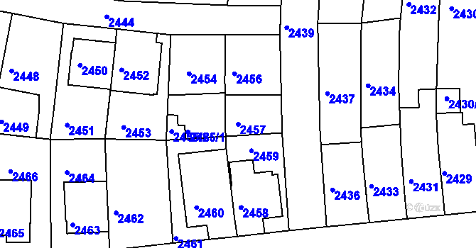 Parcela st. 2457 v KÚ Záběhlice, Katastrální mapa