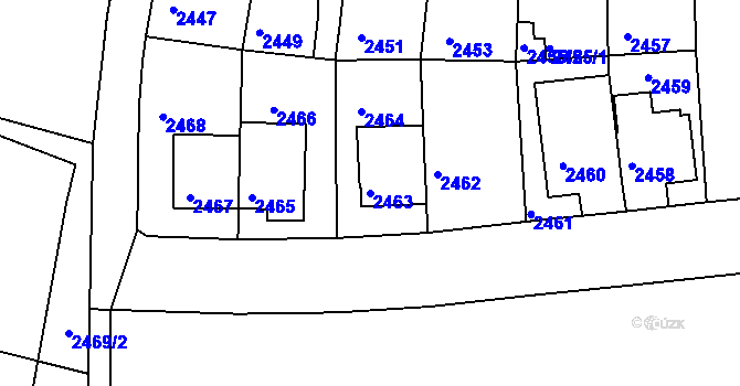 Parcela st. 2463 v KÚ Záběhlice, Katastrální mapa
