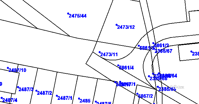 Parcela st. 2473/11 v KÚ Záběhlice, Katastrální mapa