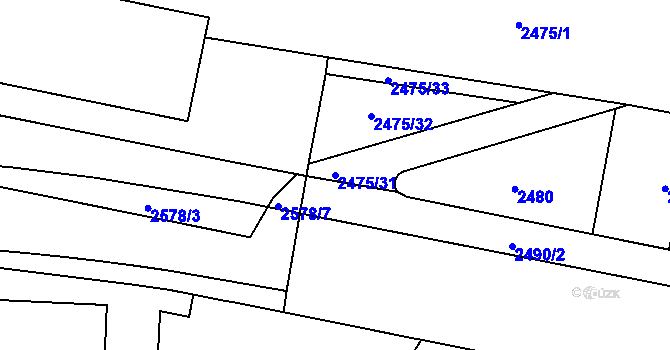 Parcela st. 2475/31 v KÚ Záběhlice, Katastrální mapa