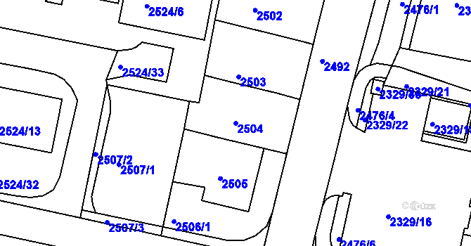 Parcela st. 2504 v KÚ Záběhlice, Katastrální mapa