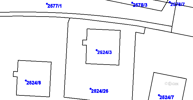 Parcela st. 2524/3 v KÚ Záběhlice, Katastrální mapa