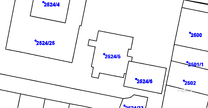 Parcela st. 2524/5 v KÚ Záběhlice, Katastrální mapa