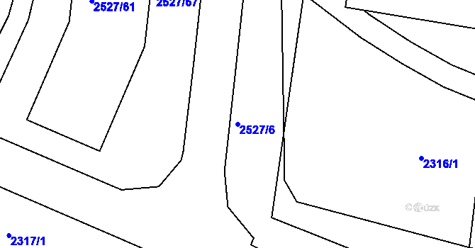 Parcela st. 2527/6 v KÚ Záběhlice, Katastrální mapa
