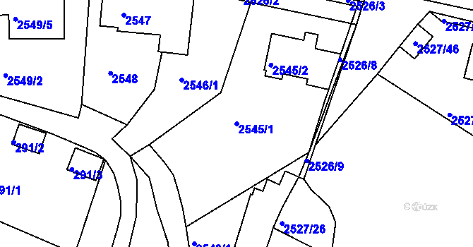 Parcela st. 2545/1 v KÚ Záběhlice, Katastrální mapa