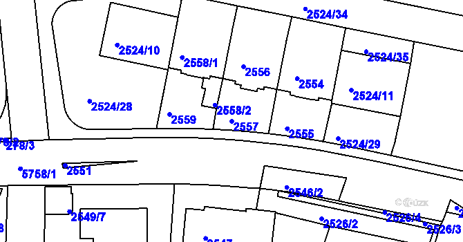 Parcela st. 2557 v KÚ Záběhlice, Katastrální mapa