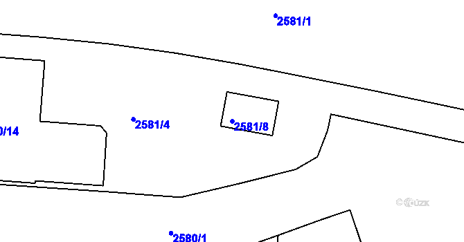 Parcela st. 2581/8 v KÚ Záběhlice, Katastrální mapa