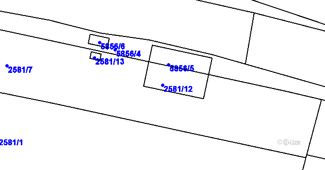 Parcela st. 2581/12 v KÚ Záběhlice, Katastrální mapa