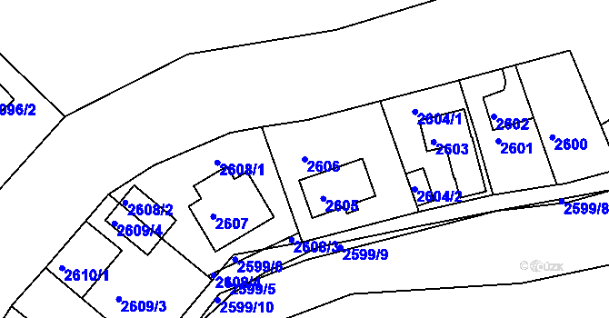 Parcela st. 2606 v KÚ Záběhlice, Katastrální mapa