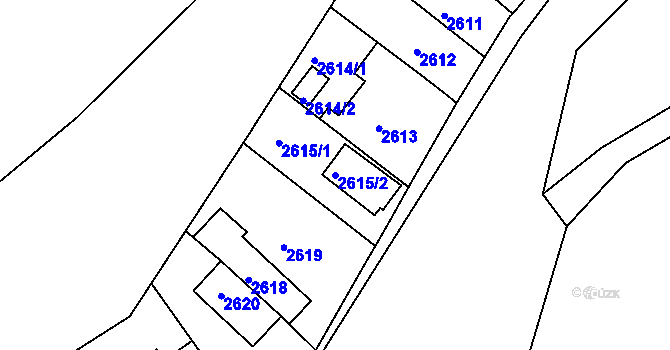 Parcela st. 2615/2 v KÚ Záběhlice, Katastrální mapa