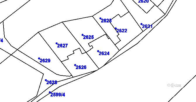 Parcela st. 2624 v KÚ Záběhlice, Katastrální mapa