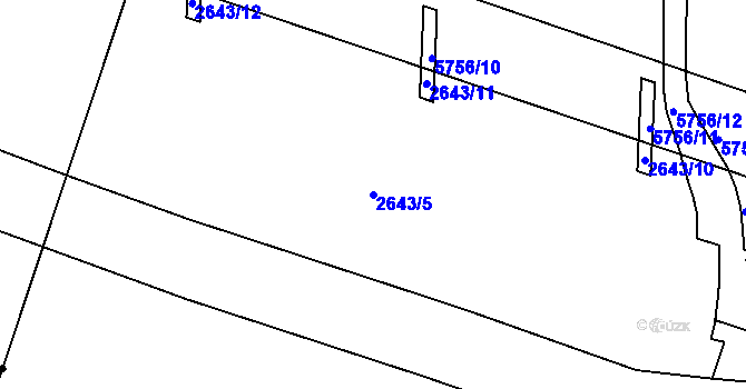 Parcela st. 2643/5 v KÚ Záběhlice, Katastrální mapa