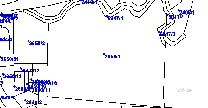 Parcela st. 2650/1 v KÚ Záběhlice, Katastrální mapa