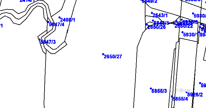Parcela st. 2650/27 v KÚ Záběhlice, Katastrální mapa