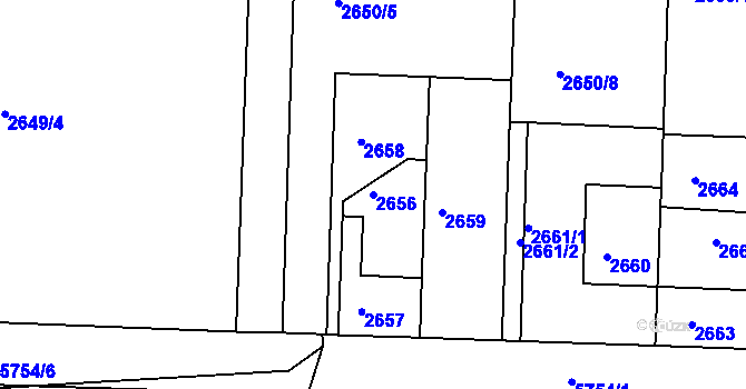 Parcela st. 2656 v KÚ Záběhlice, Katastrální mapa