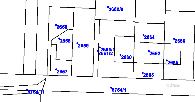 Parcela st. 2661/2 v KÚ Záběhlice, Katastrální mapa