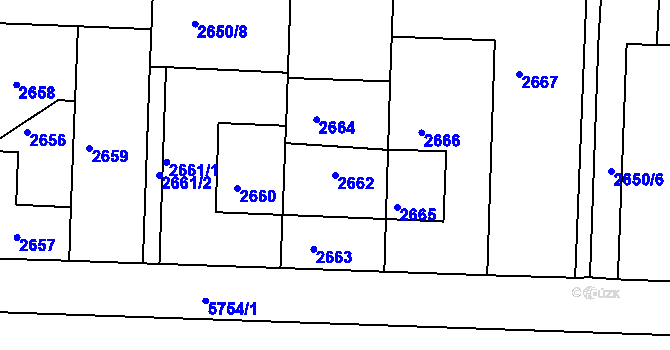 Parcela st. 2662 v KÚ Záběhlice, Katastrální mapa