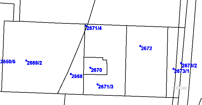 Parcela st. 2671 v KÚ Záběhlice, Katastrální mapa