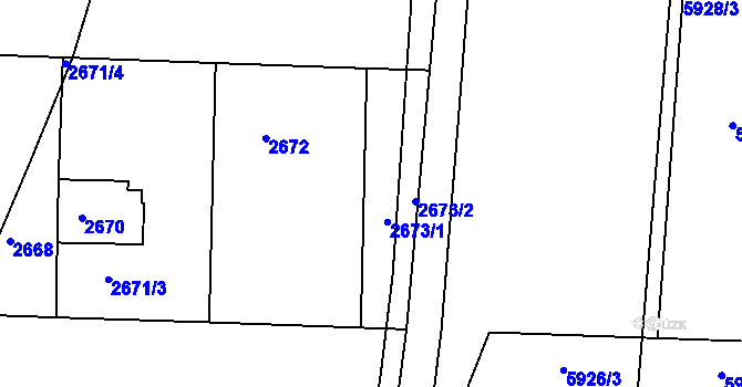 Parcela st. 2673 v KÚ Záběhlice, Katastrální mapa