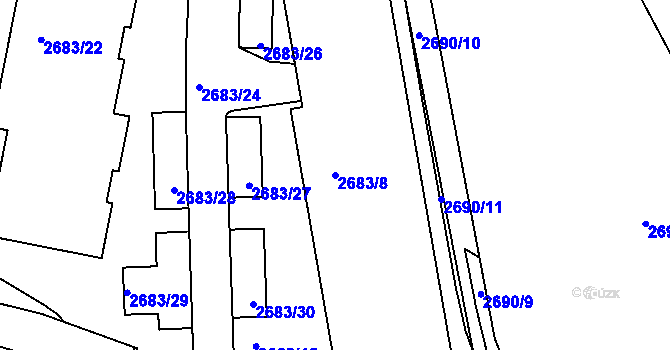 Parcela st. 2683/8 v KÚ Záběhlice, Katastrální mapa