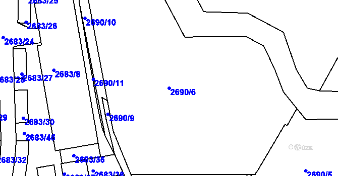 Parcela st. 2690/6 v KÚ Záběhlice, Katastrální mapa