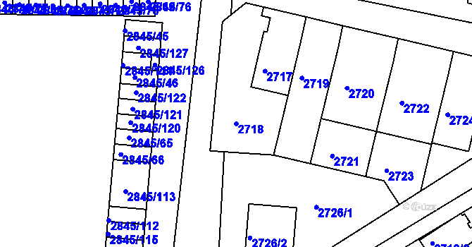 Parcela st. 2718 v KÚ Záběhlice, Katastrální mapa