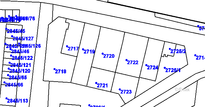 Parcela st. 2720 v KÚ Záběhlice, Katastrální mapa