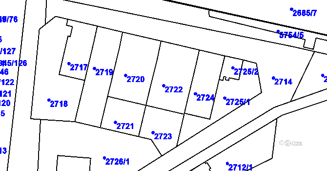 Parcela st. 2722 v KÚ Záběhlice, Katastrální mapa