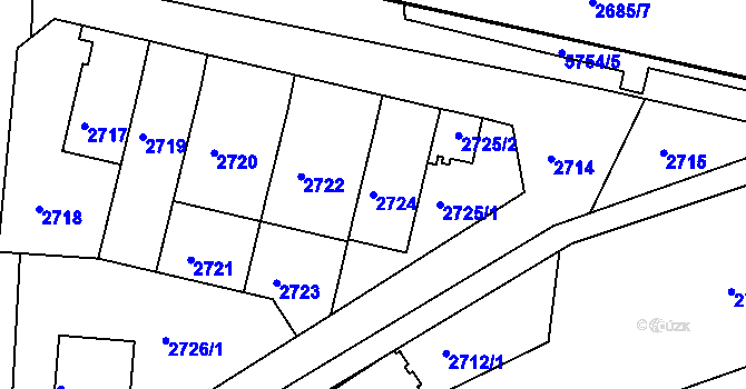 Parcela st. 2724 v KÚ Záběhlice, Katastrální mapa