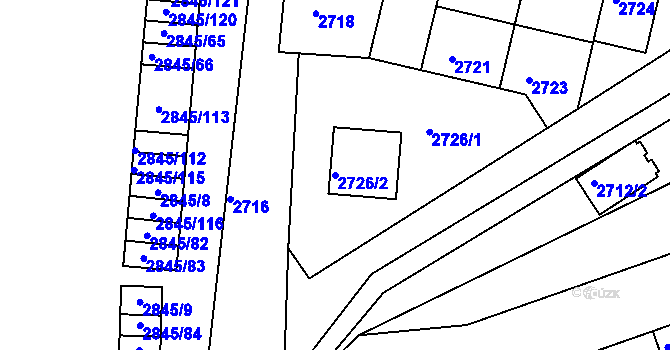 Parcela st. 2726/2 v KÚ Záběhlice, Katastrální mapa