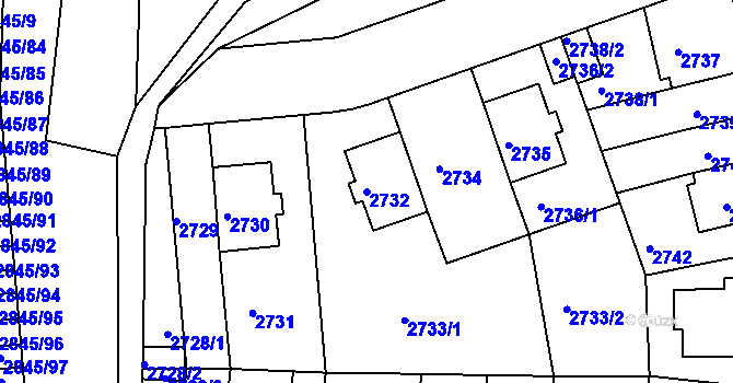 Parcela st. 2732 v KÚ Záběhlice, Katastrální mapa